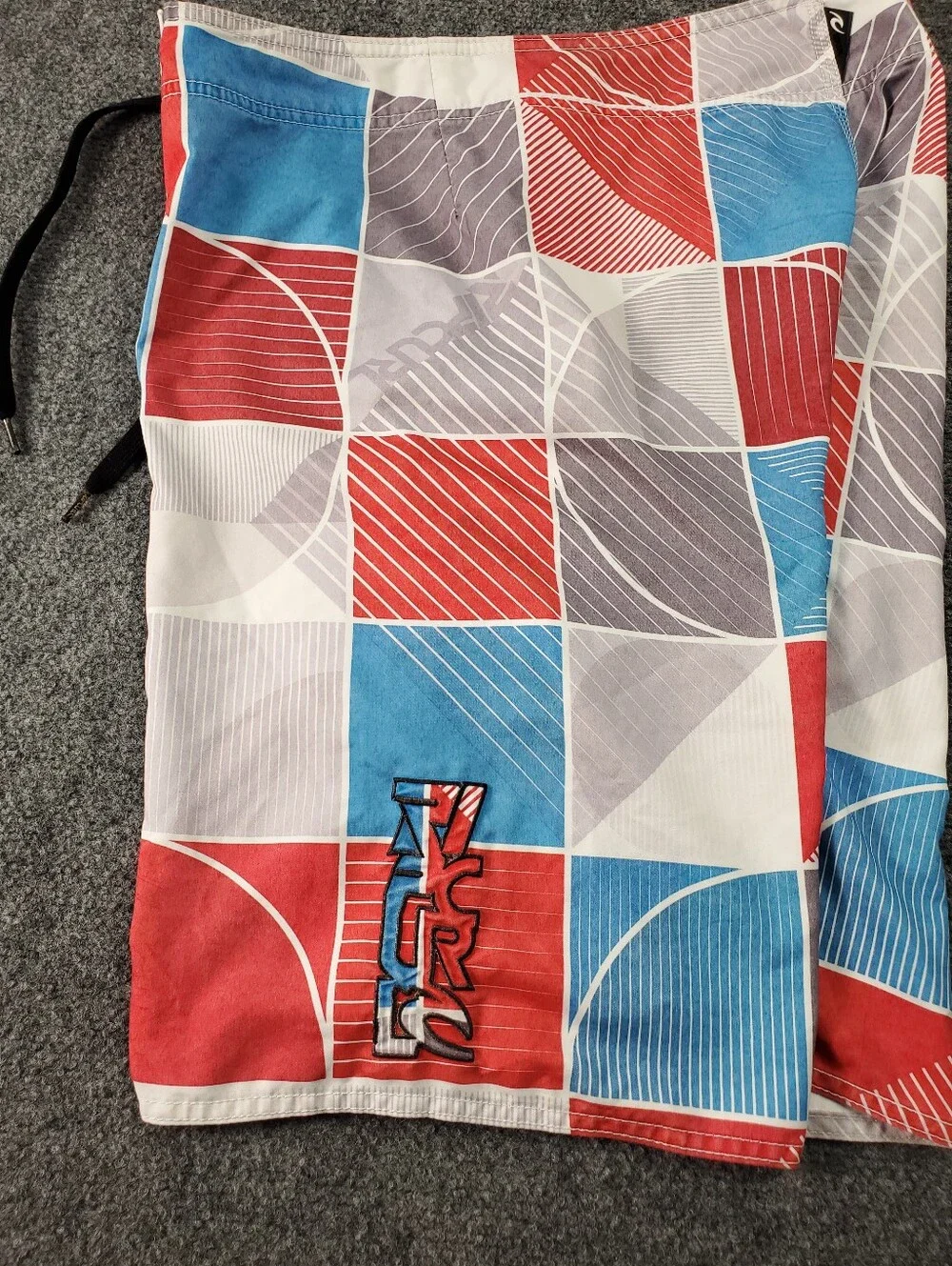Rip Curl Boardshorts Mens 33 Geometric Grid Plaid Vintage 2000s Y2K Surfer Beach